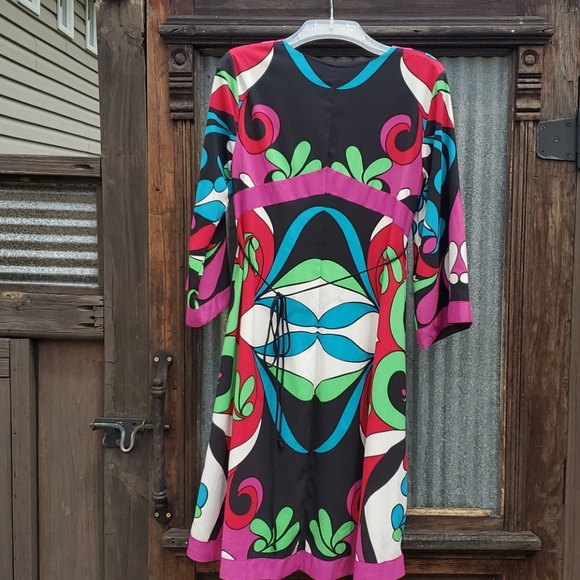 🍎2 Items/$12 Nicole vibrant bell sleeve Boho style dress size 6 - Picture 2 of 7